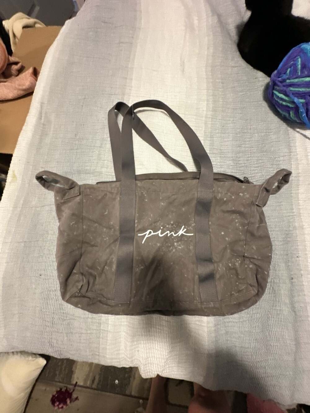 Victoria's Secret PINK Gray Acid Wash Canvas Shoulder Bag